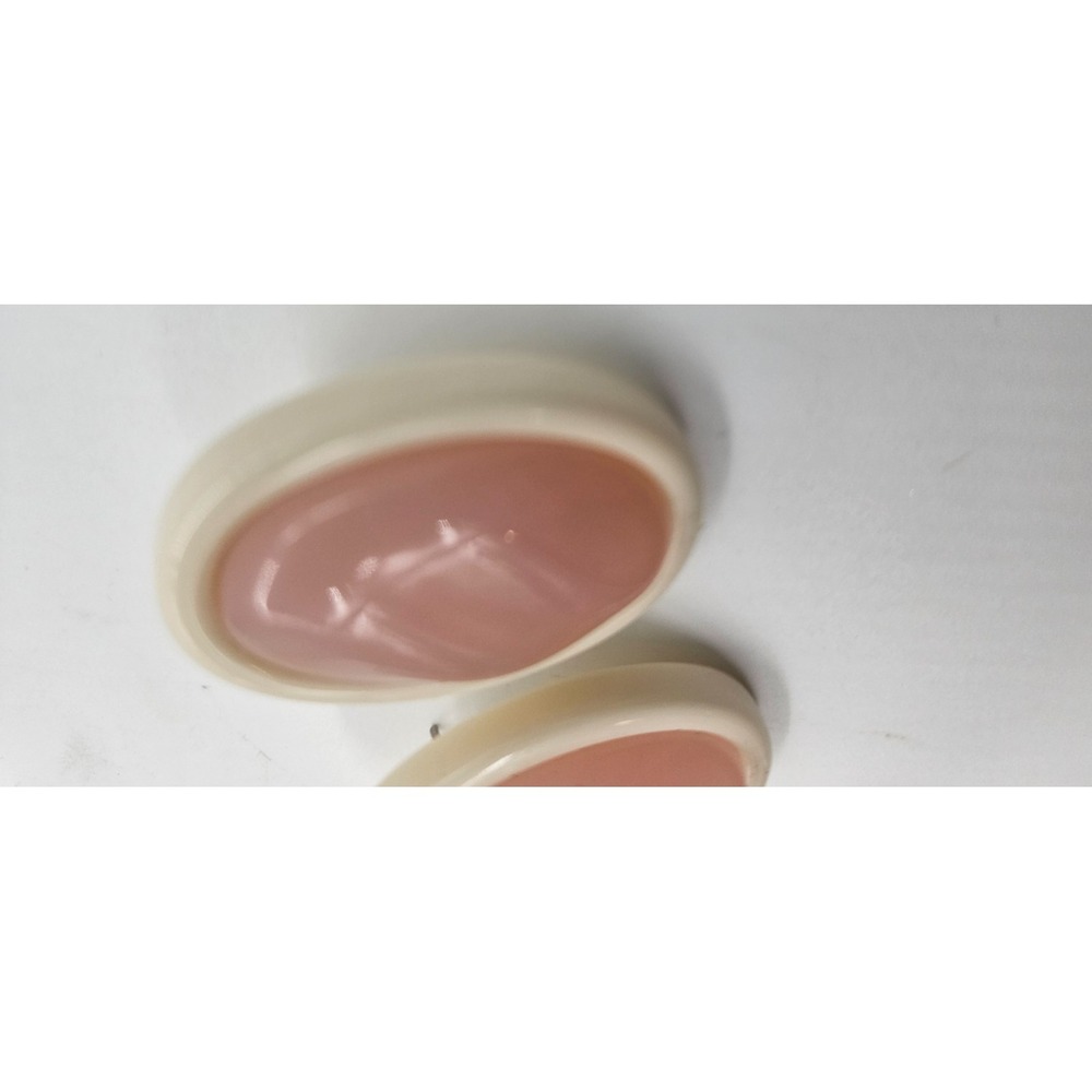 Vintage AVON Pink and Cream Oval Stud Earrings Retro Resin Cabochon Post Jewelry - Picture 3 of 7